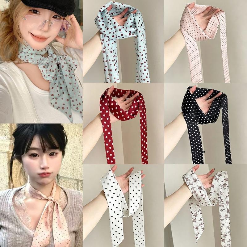 Polka Dot Floral Print Silk Sc - Silk Neck Scarf ulasan dan harga